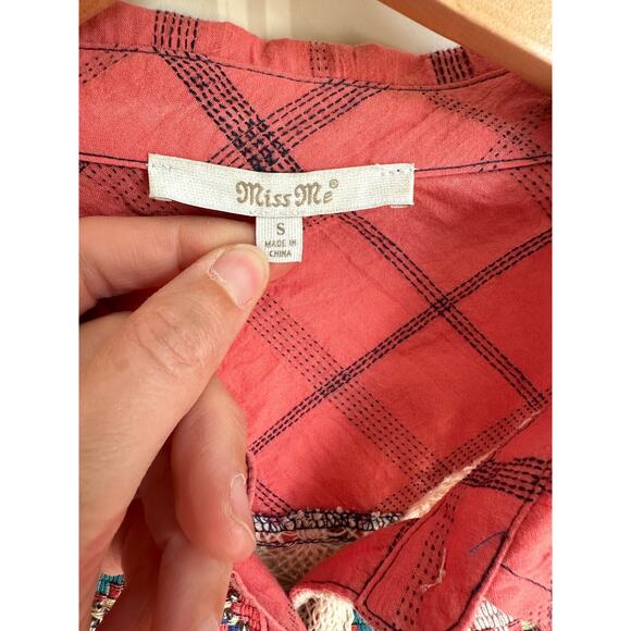 Miss Me Plaid Shirt Crochet & Beaded Accents - Picture 5 of 8